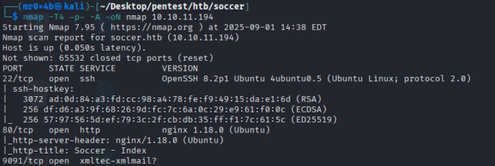 Soccer - Nmap scan