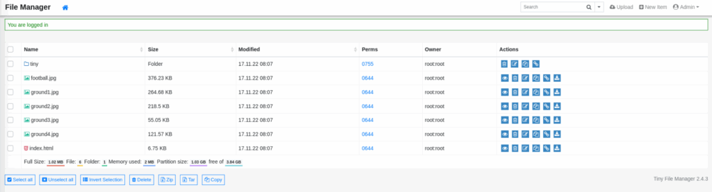 Soccer - Tiny admin login